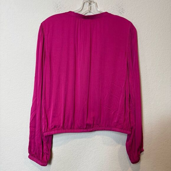 Anthropologie Cloth + Stone Hot Pink Peasant Top Long Sleeve Blouse Women's S - Picture 4 of 7